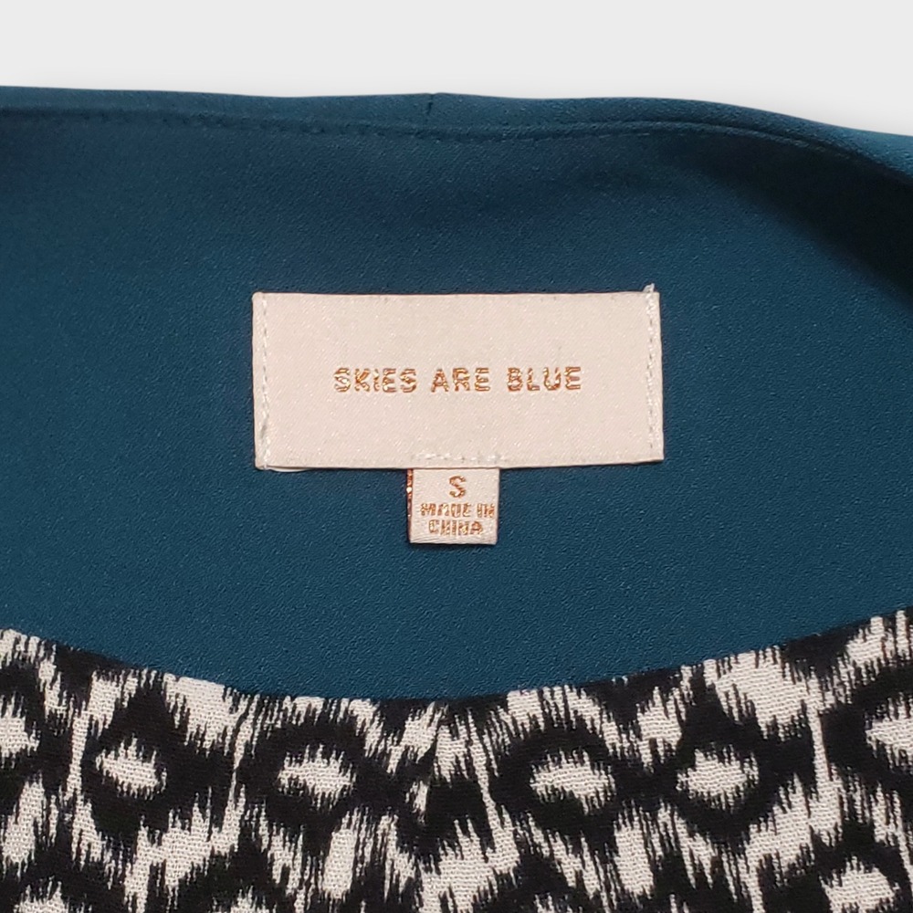 Skies Are Blue Raja Collarless Blazer Teal Ruched Sleeve Size Small Open Front - Picture 4 of 10